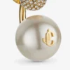 Auri Earring Gold-Finish Metal Pearl and Crystal Earrings
