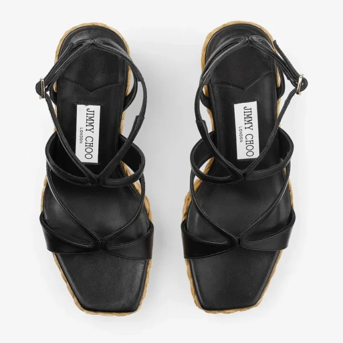 Ayla 85 Black Nappa Leather Wedge