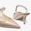 Bing 65 Ballet Pink Patent Leather Mules with Crystal Strap
