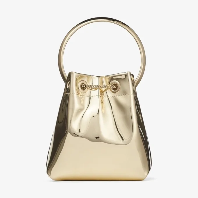 Bon Bon Gold Mirror Fabric Mini Bag with Metal Handle