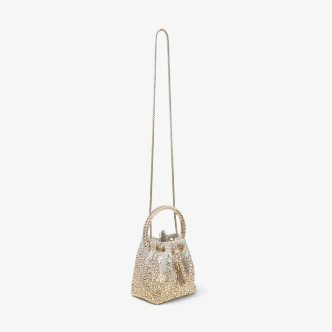 Bon Bon Gold Satin Bag with Crystals
