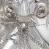 Bon Bon Silver Mirror Fabric Mini Bag with Metal Handle