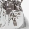 Bon Bon Silver Mirror Fabric Mini Bag with Metal Handle