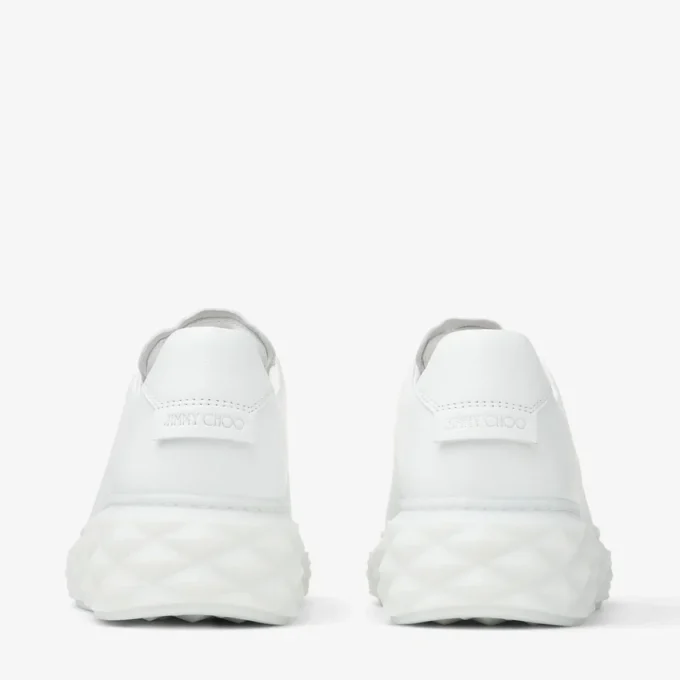 Diamond Light Maxi F White Nappa Leather Low-Top Trainers with Platform Sole