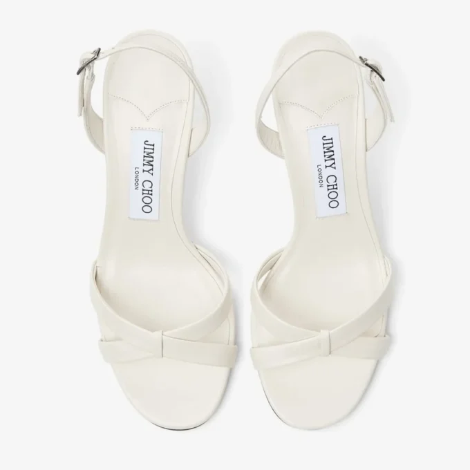 Elsy 70 Latte Nappa Leather Crossover Slingback