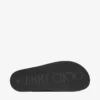 Fayence Sandal Black Leather Flat Sandals with Pearl Embellishment
