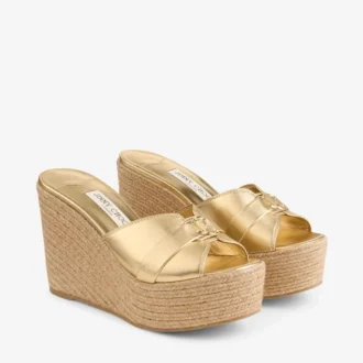 leda wedge 100 gold metallic nappa leather mule wedge 2 330x330 - Leda Wedge 100 Gold Metallic Nappa Leather Mule Wedge