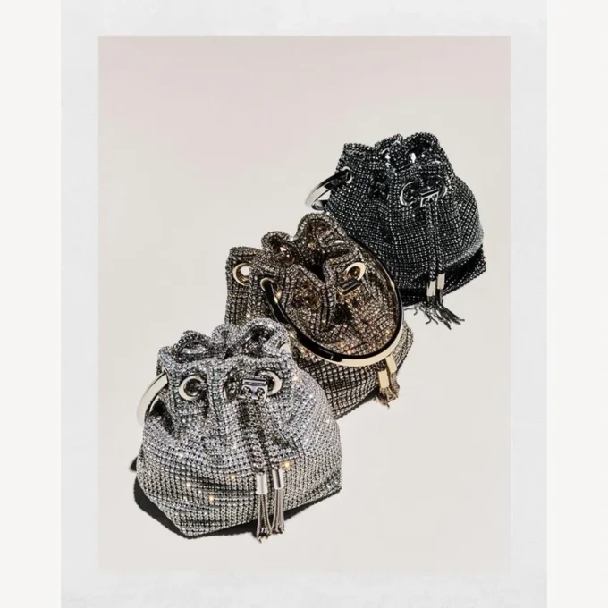 Micro Bon Bon Champagne Crystal Mesh Mini Bag