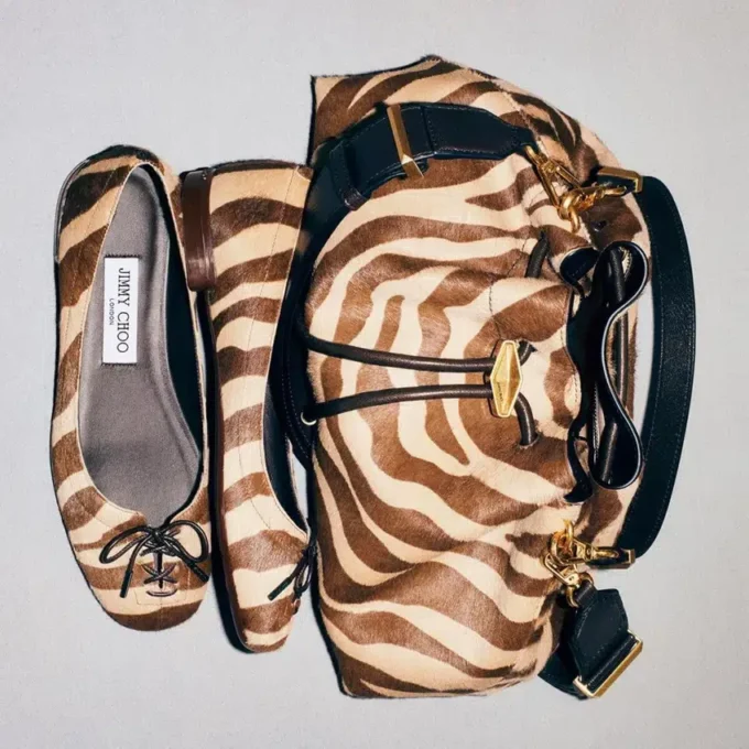 Scarlett Ballerina Chocolate Zebra Printed Pony Ballerina Flats
