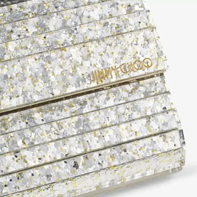Sweetie Champagne Coarse Glitter Acrylic Clutch Bag